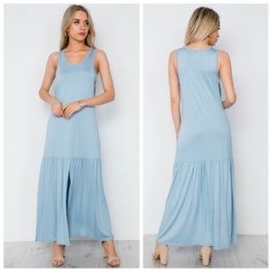 Light Blue Maxi Resort Dress with Side Cutouts
